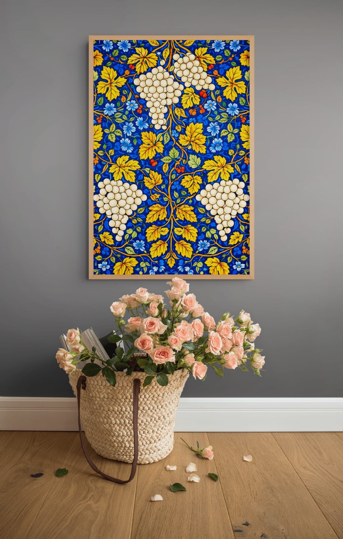 Witte Druiven & Herfstbladeren Schilderij
