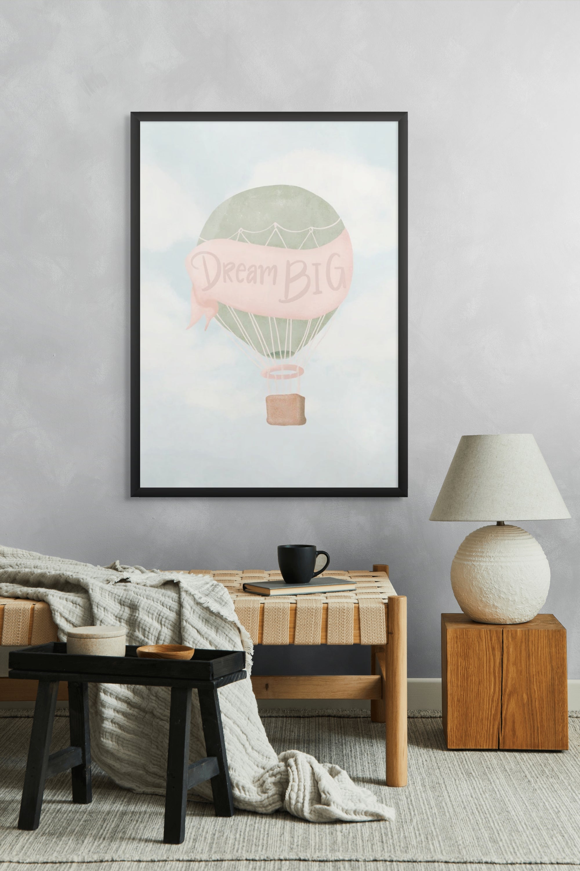 Wolken vol Grote Dromen Wanddecoratie – Dromerig Kinderkamer Canvas Print