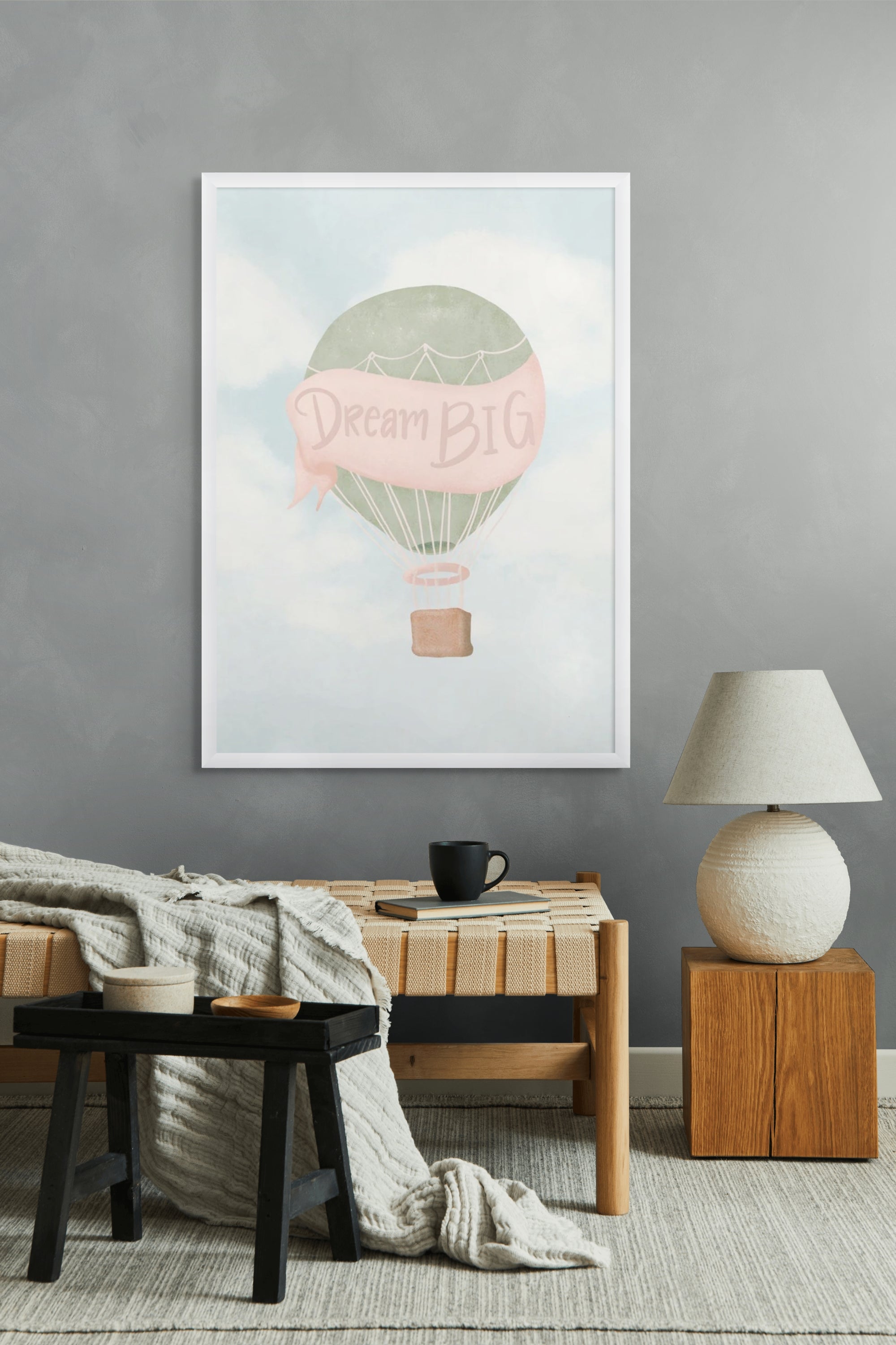 Wolken vol Grote Dromen Wanddecoratie – Dromerig Kinderkamer Canvas Print