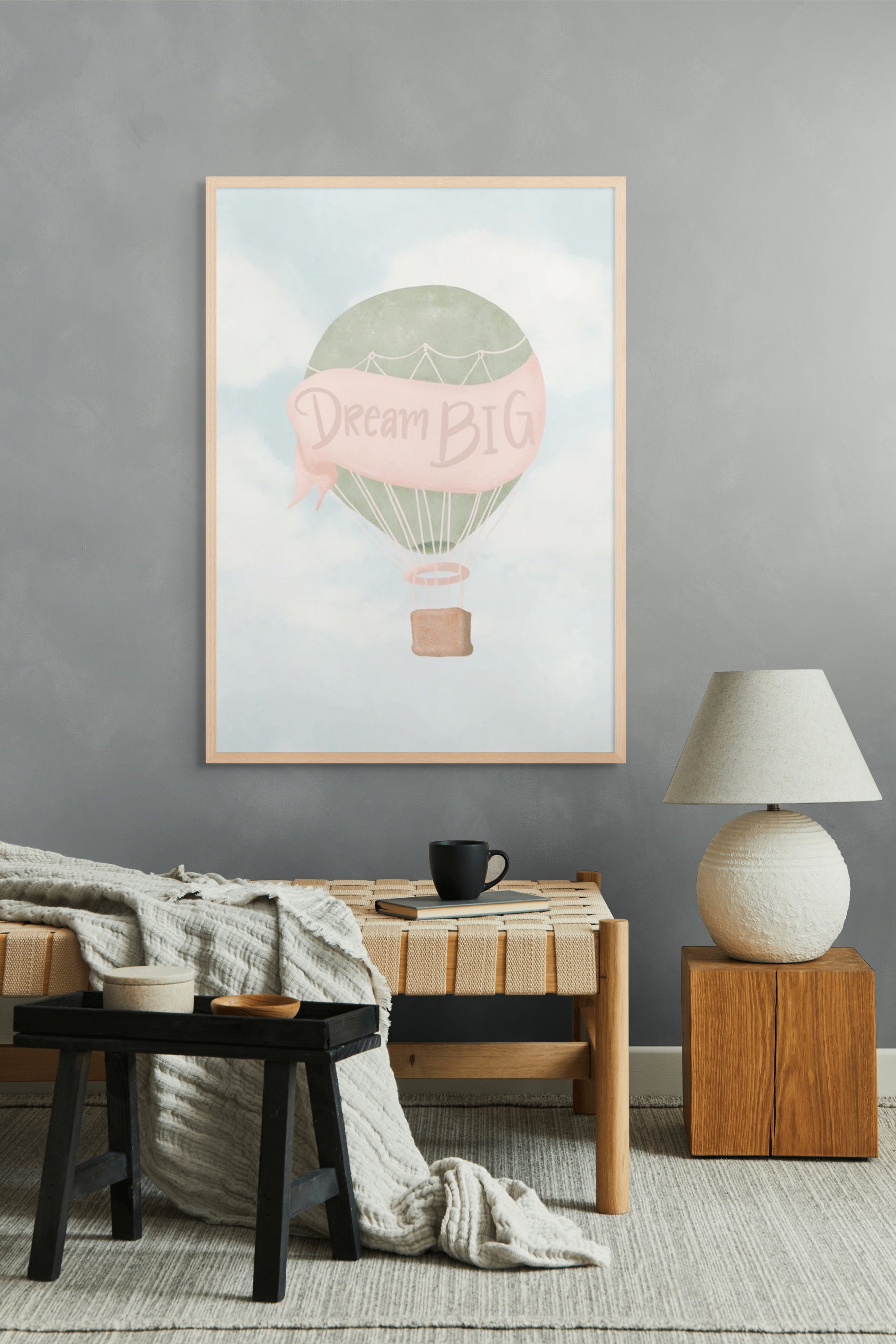 Wolken vol Grote Dromen Wanddecoratie – Dromerig Kinderkamer Canvas Print
