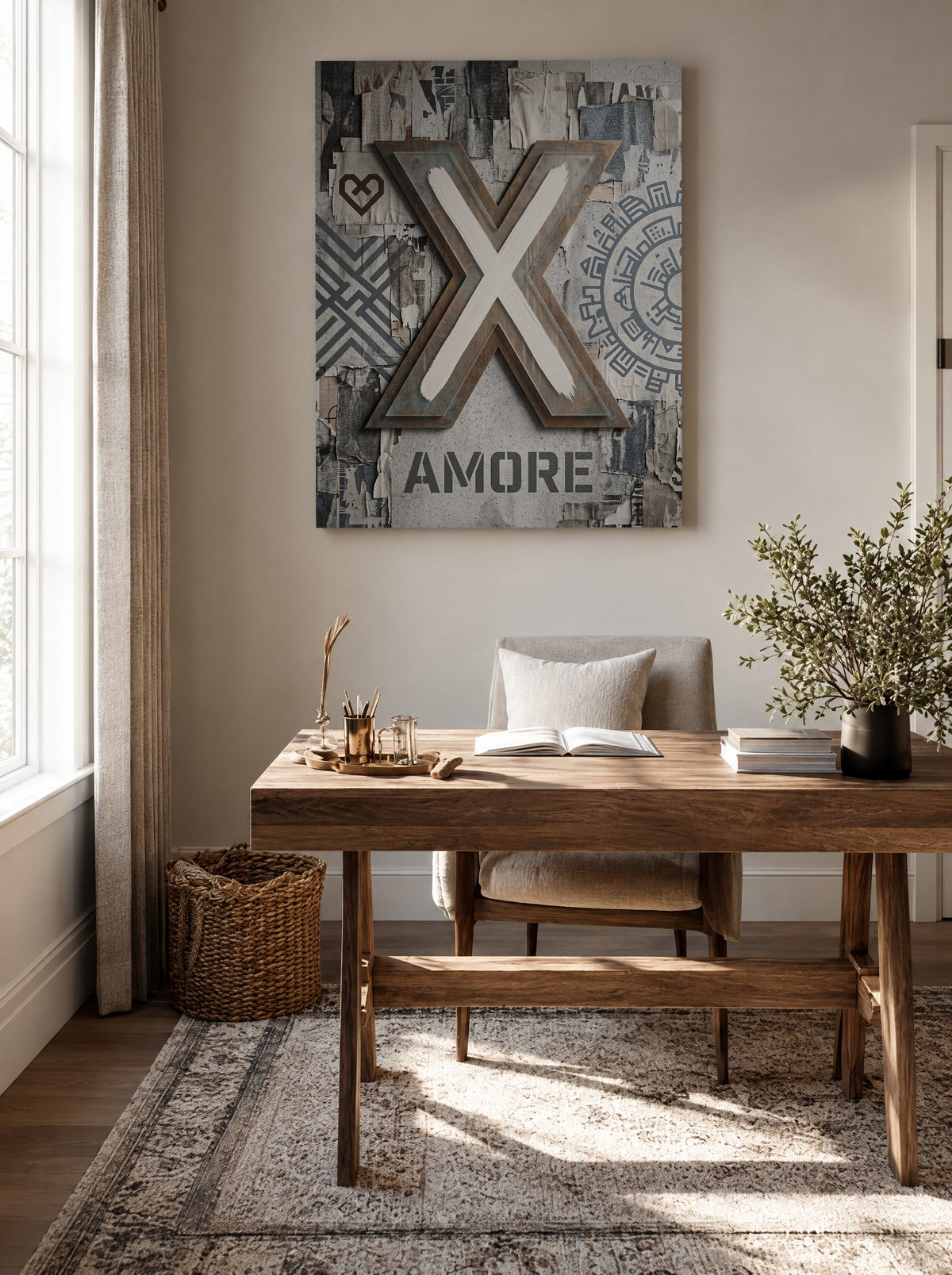 X Marks the Mood als canvas zonder lijst aan de muur