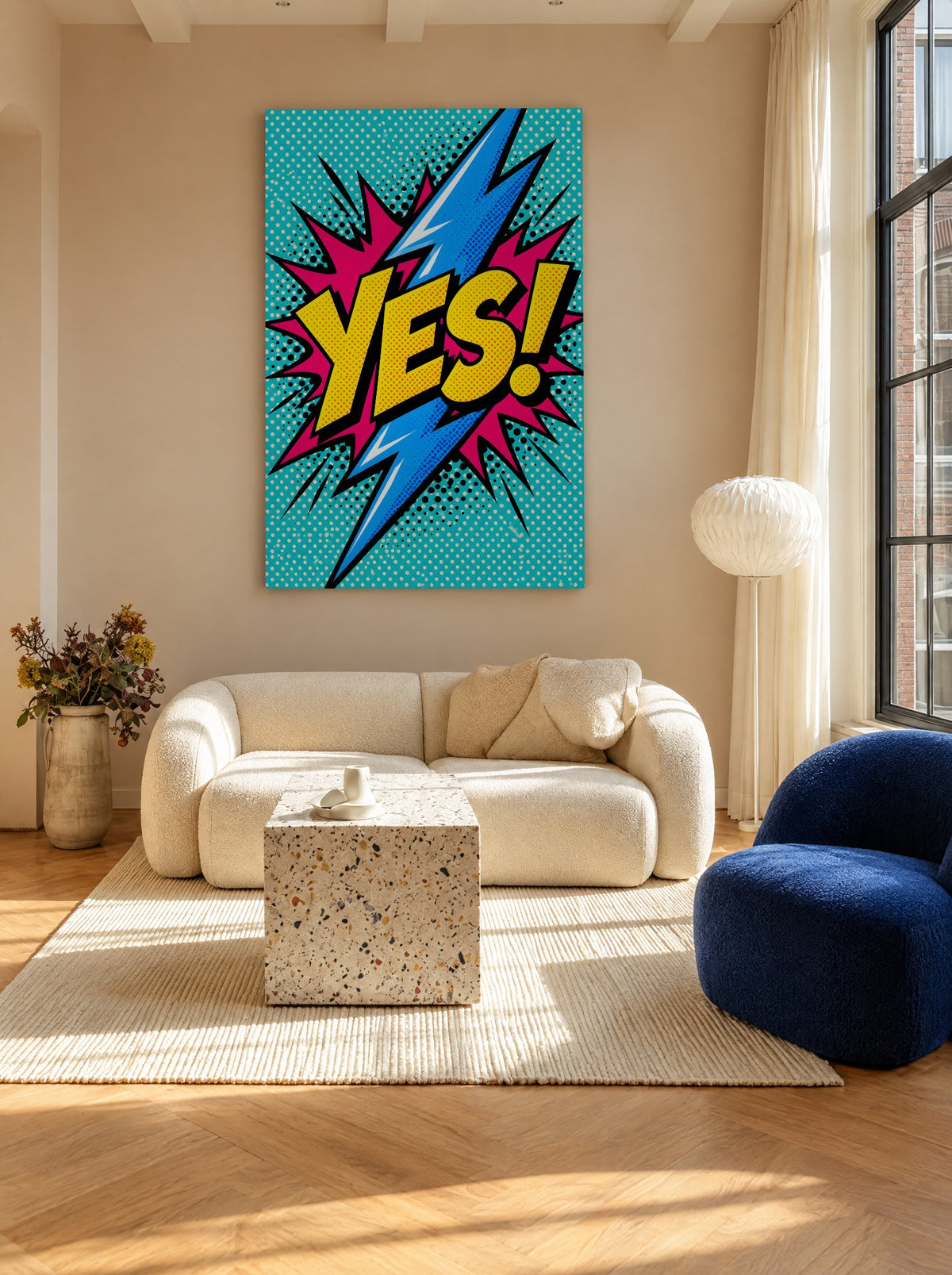 YES! Bliksem Popart als canvas zonder lijst aan de muur
