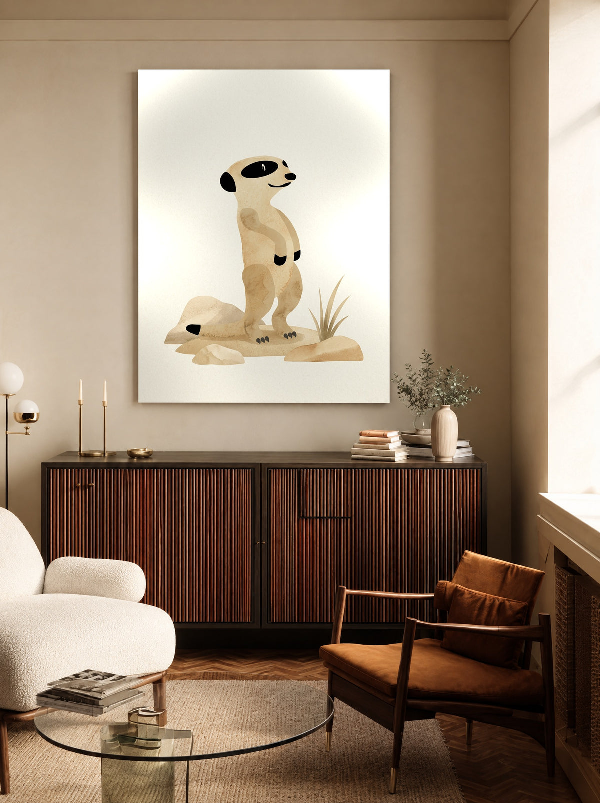 Zandwacht met Pretogen als canvas zonder lijst aan de muur