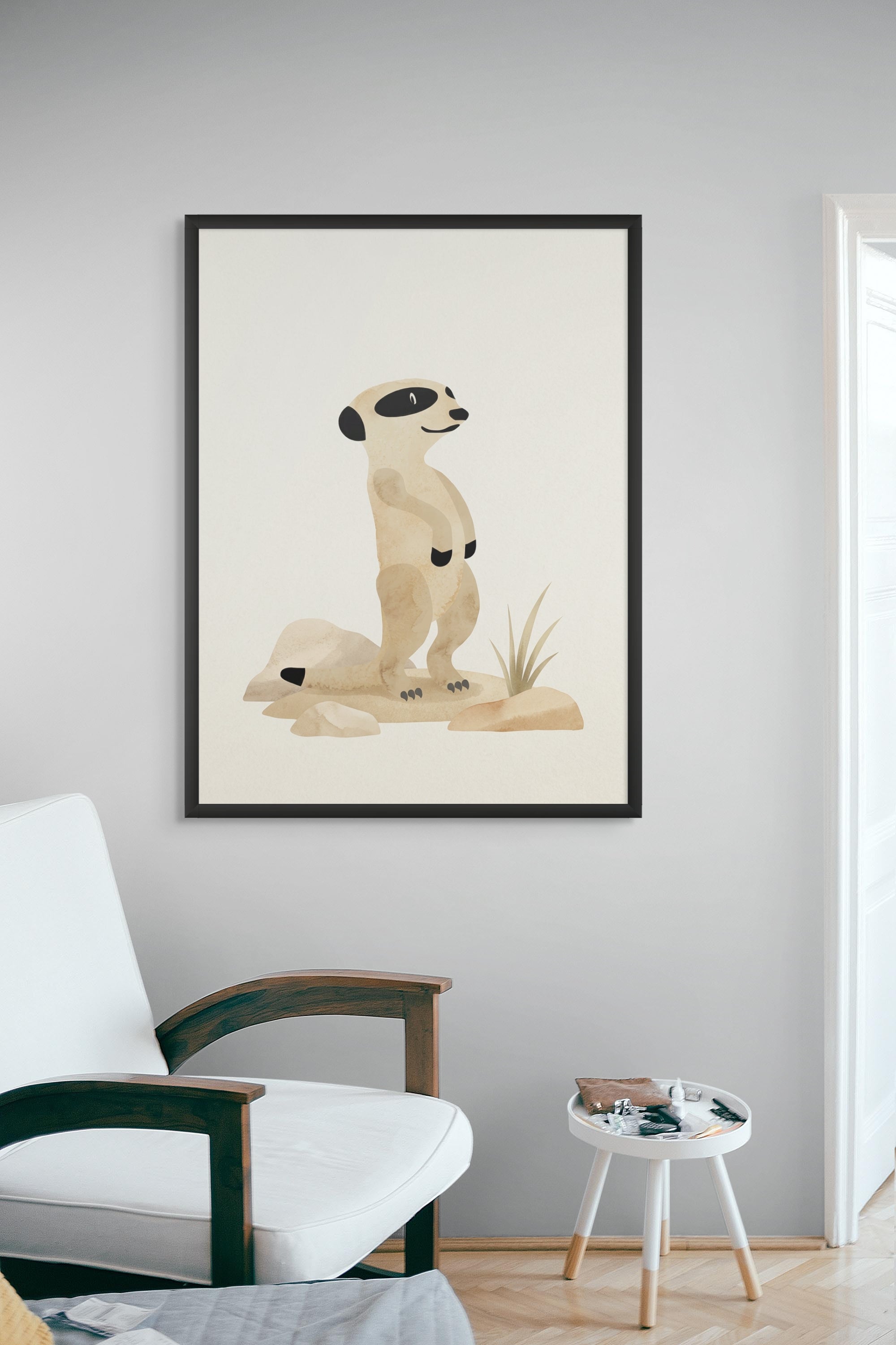 Stokstaartje Woestijn Wanddecoratie – Grappig Dieren Canvas Print