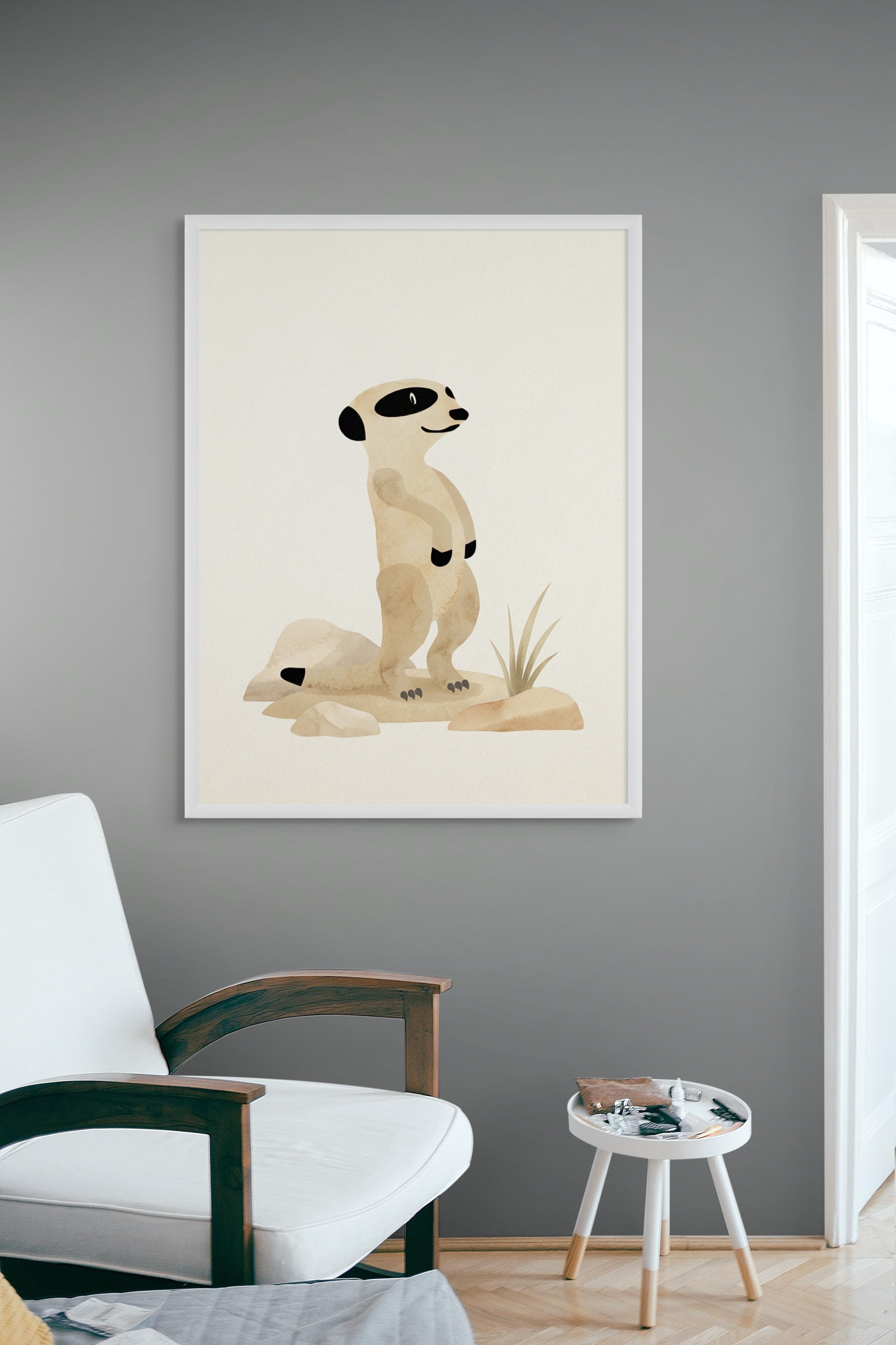 Stokstaartje Woestijn Wanddecoratie – Grappig Dieren Canvas Print