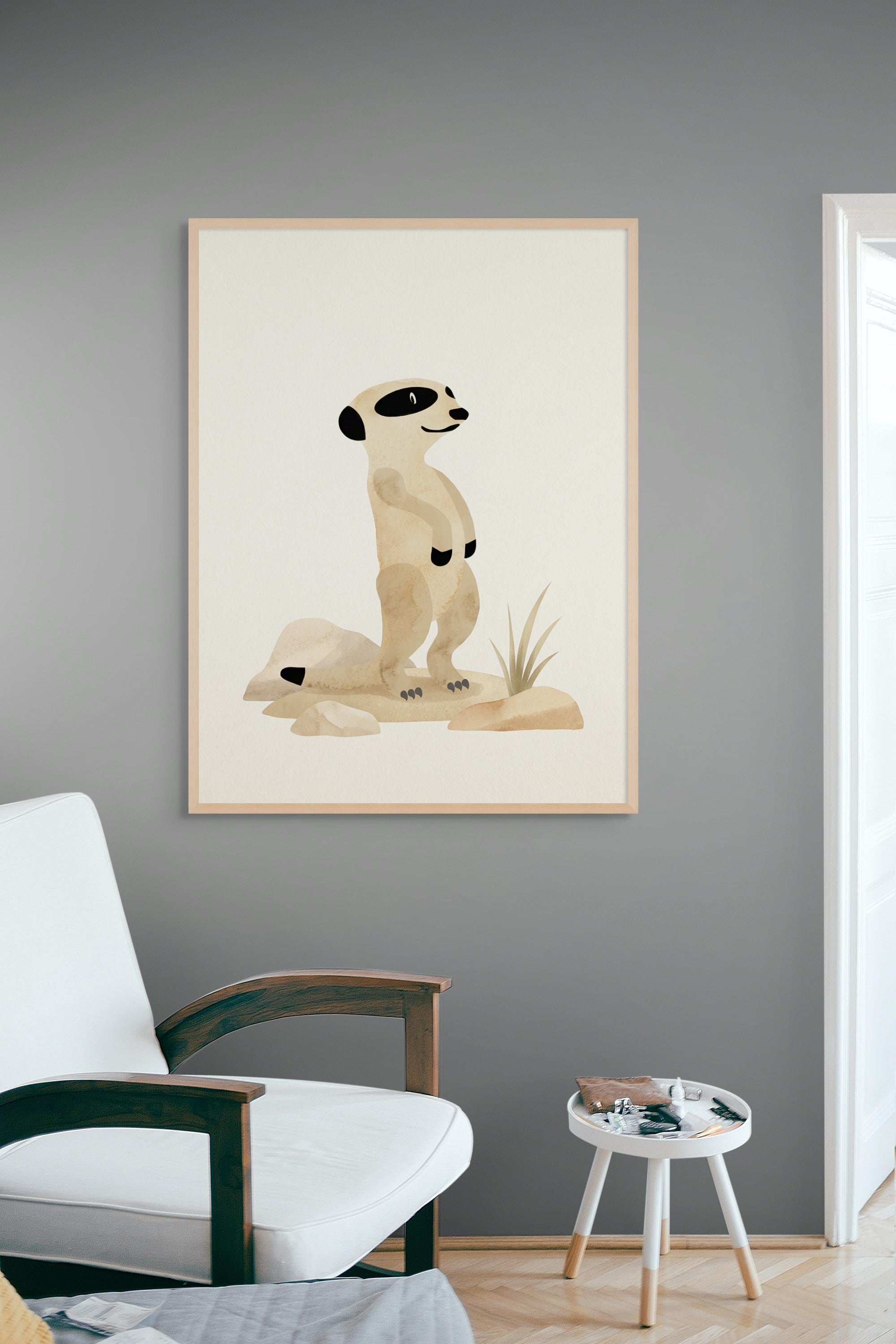 Stokstaartje Woestijn Wanddecoratie – Grappig Dieren Canvas Print