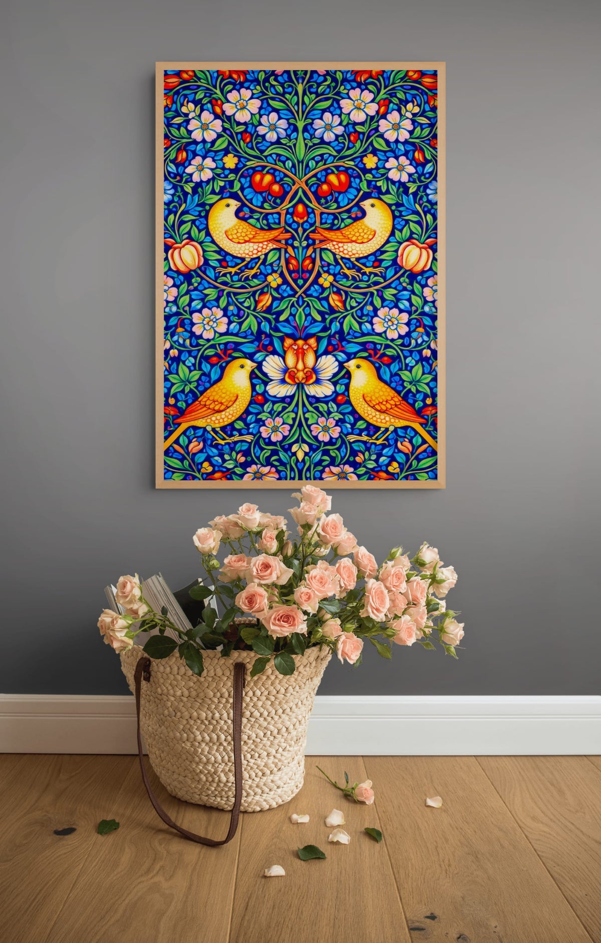 Zangvogels in de Bloementuin Schilderij