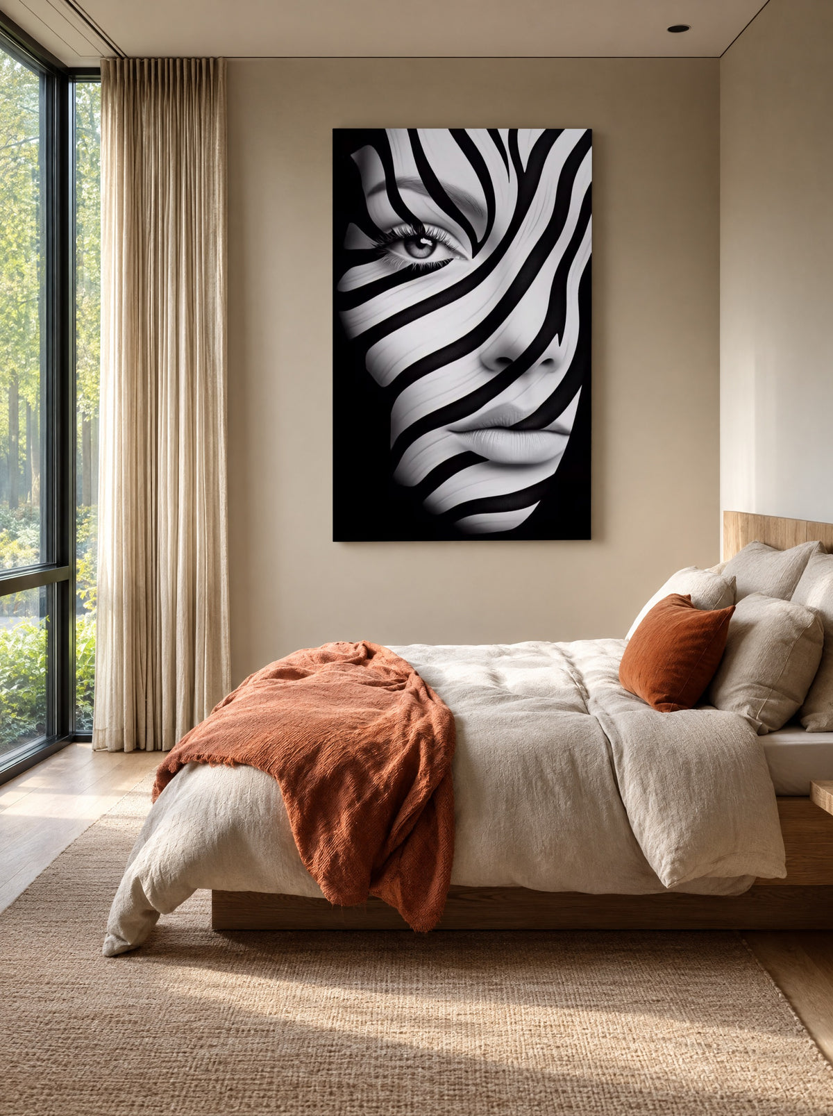 Zebraziel met Stille Blik als canvas zonder lijst aan de muur
