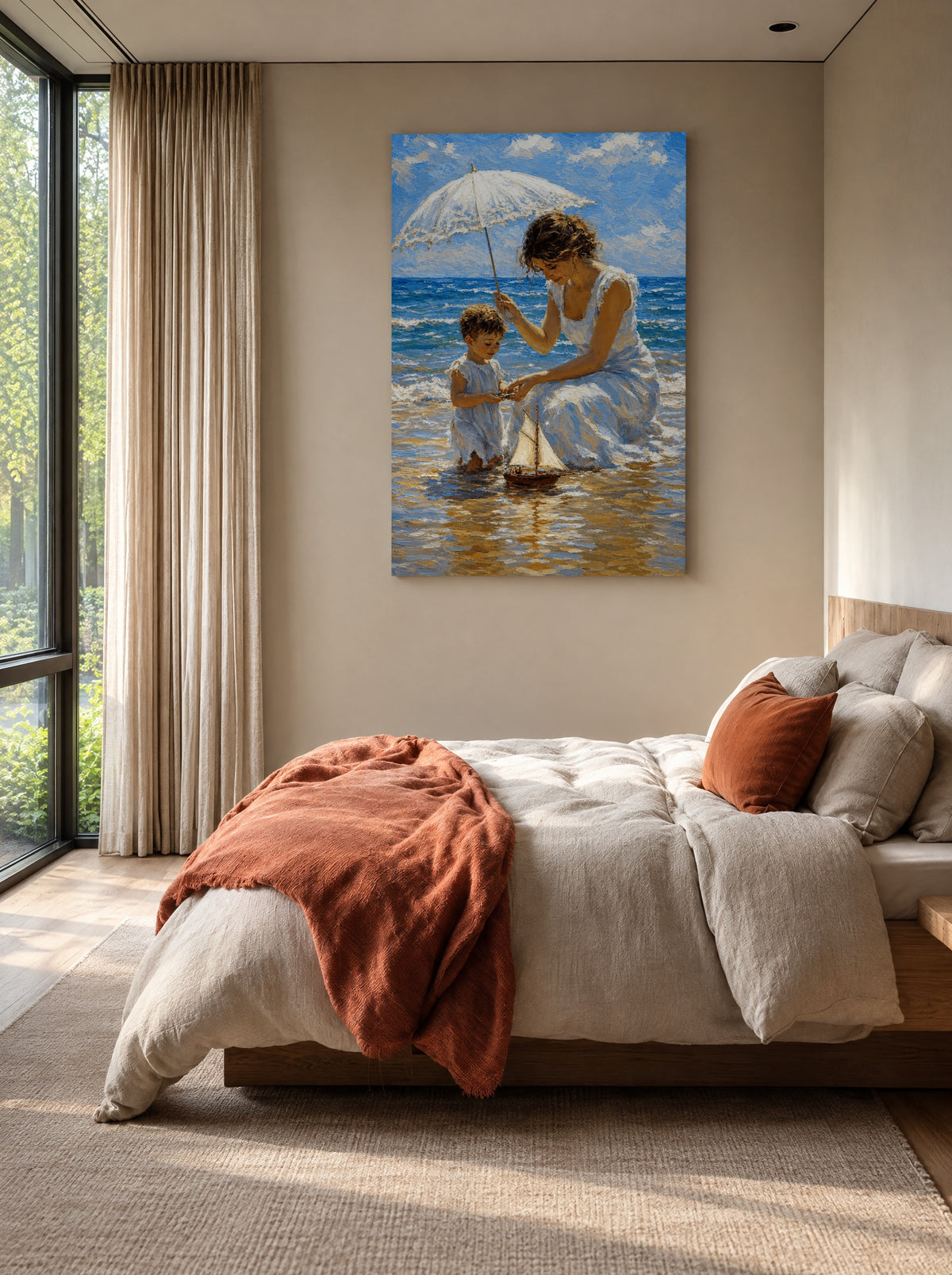 Zeezout en Zeilbootdromen als canvas zonder lijst aan de muur
