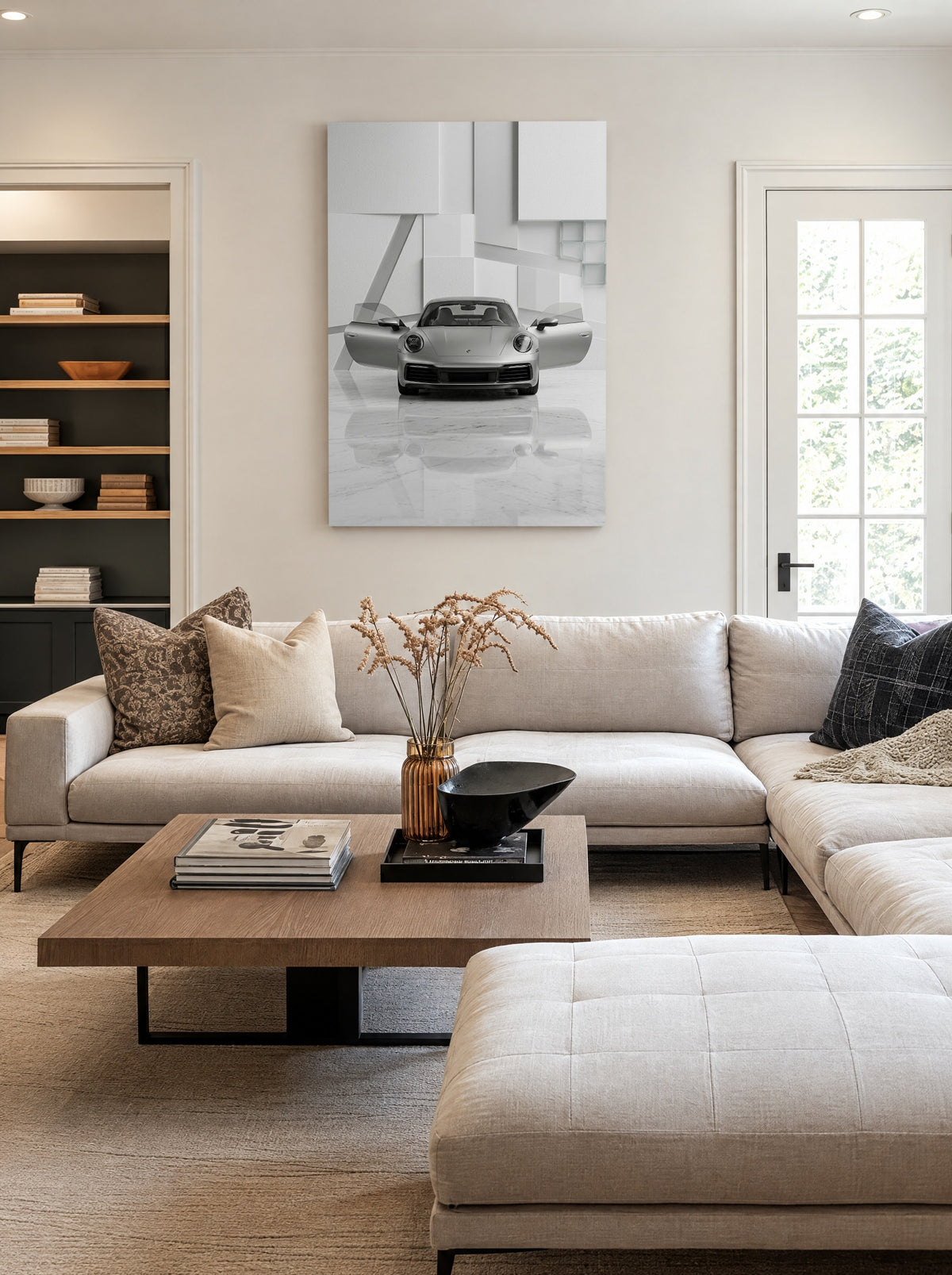 Zilverstilte op Vier Wielen als canvas zonder lijst aan de muur