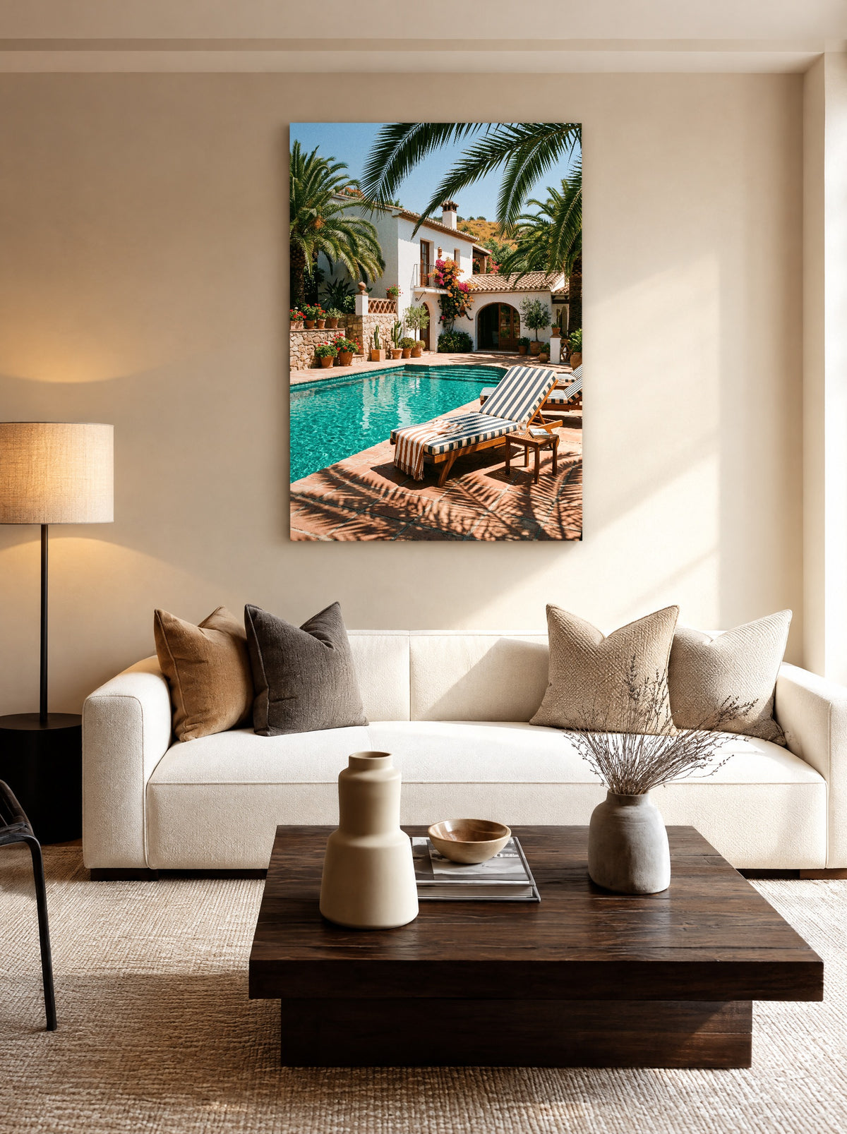 Zomer aan het Zwembad als canvas zonder lijst aan de muur