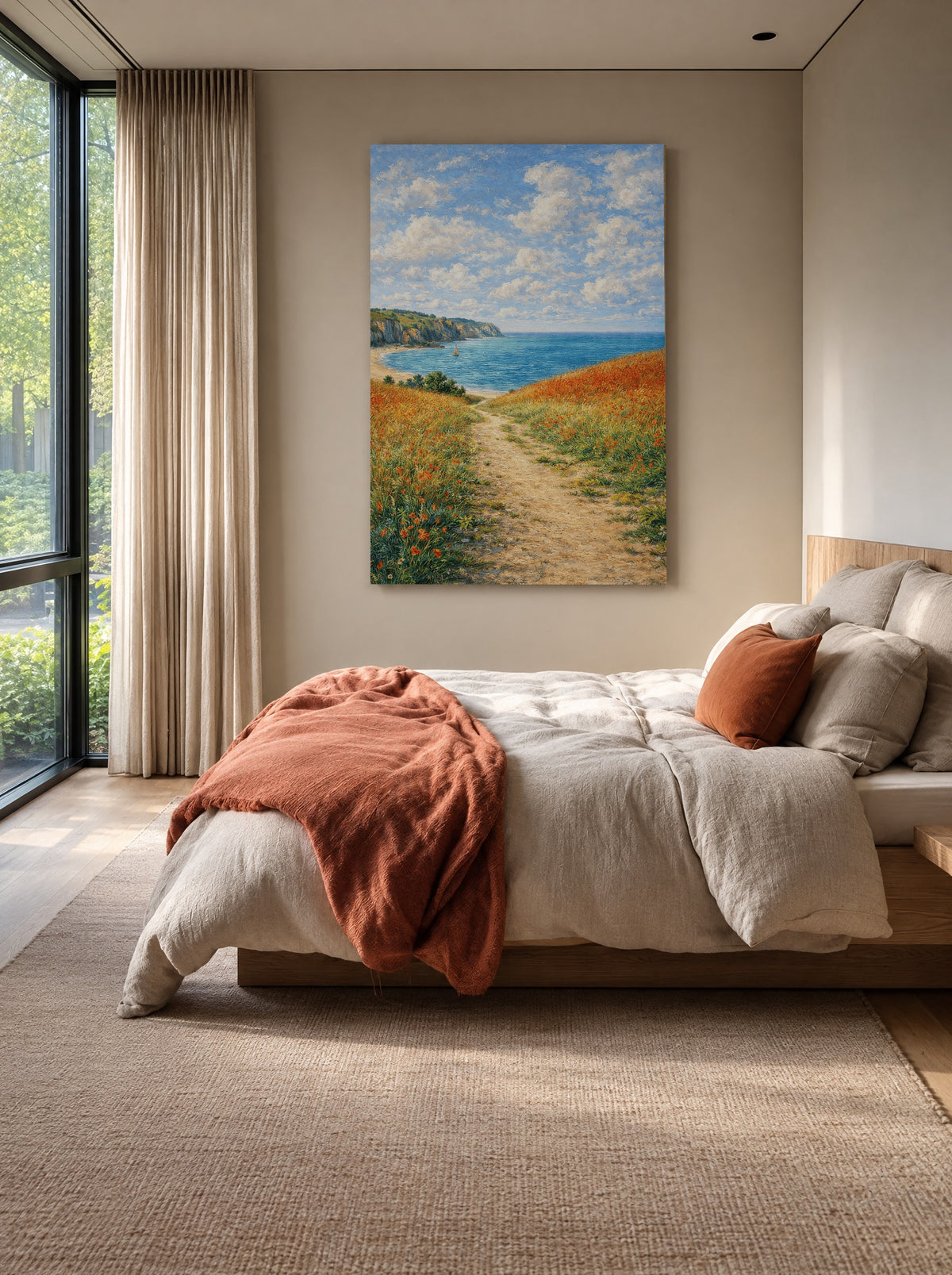 Zomerpad naar Zee als canvas zonder lijst aan de muur