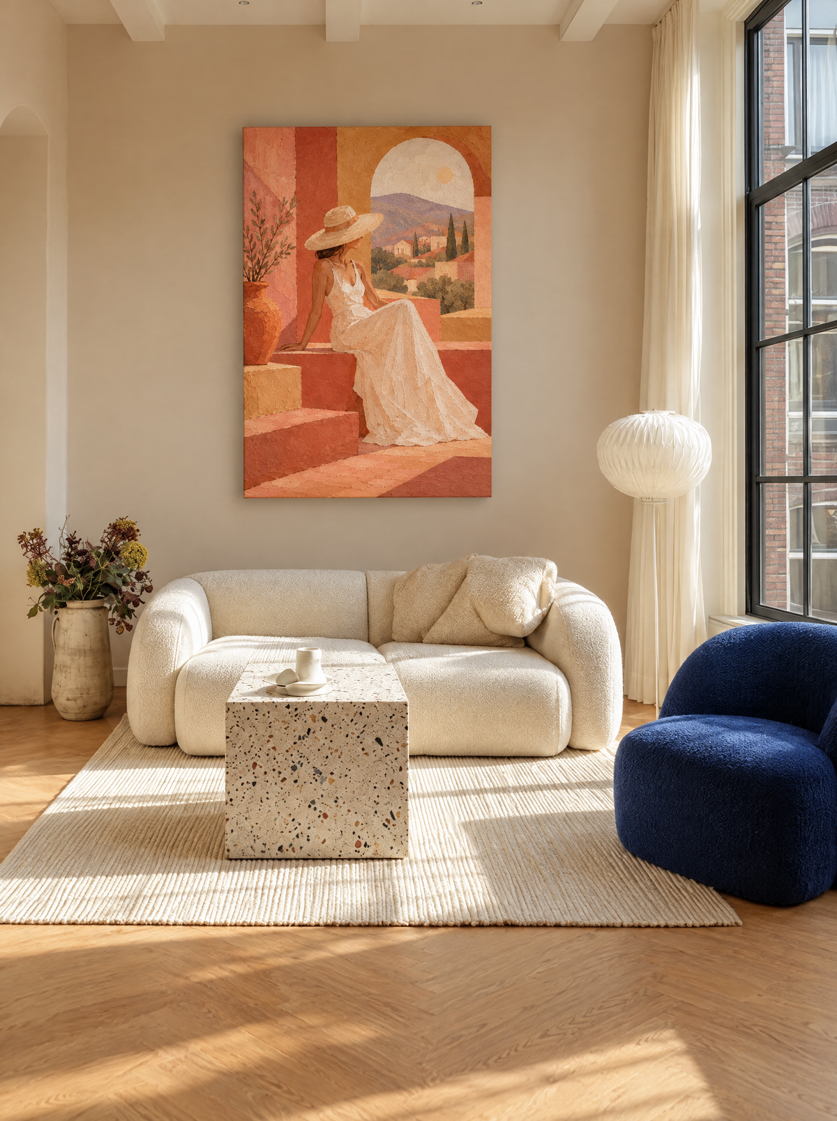 Zonnehoed bij het Boogvenster als canvas zonder lijst aan de muur