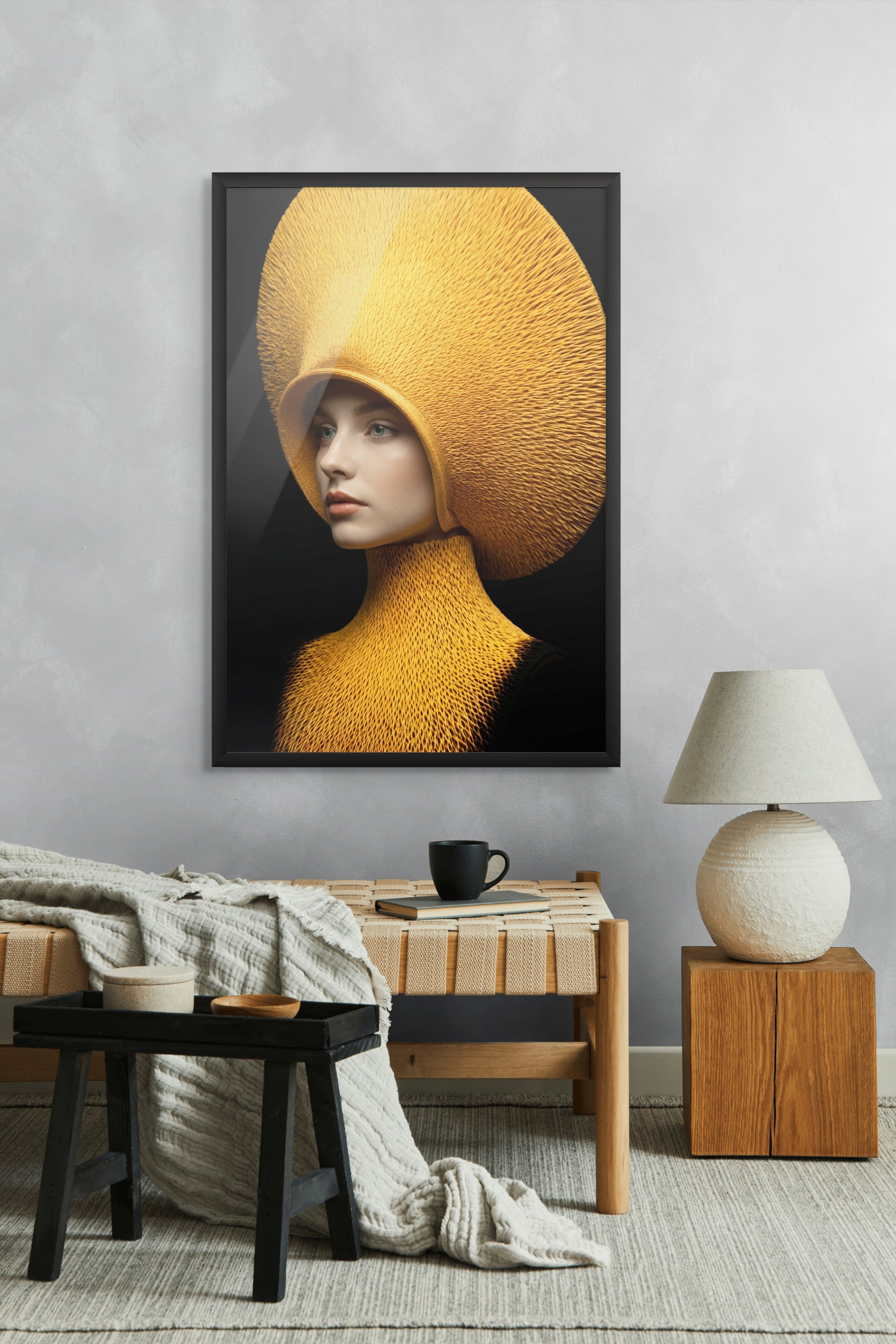 Zonnestraal in Goudgaas Wanddecoratie – Warm Abstract Canvas Print