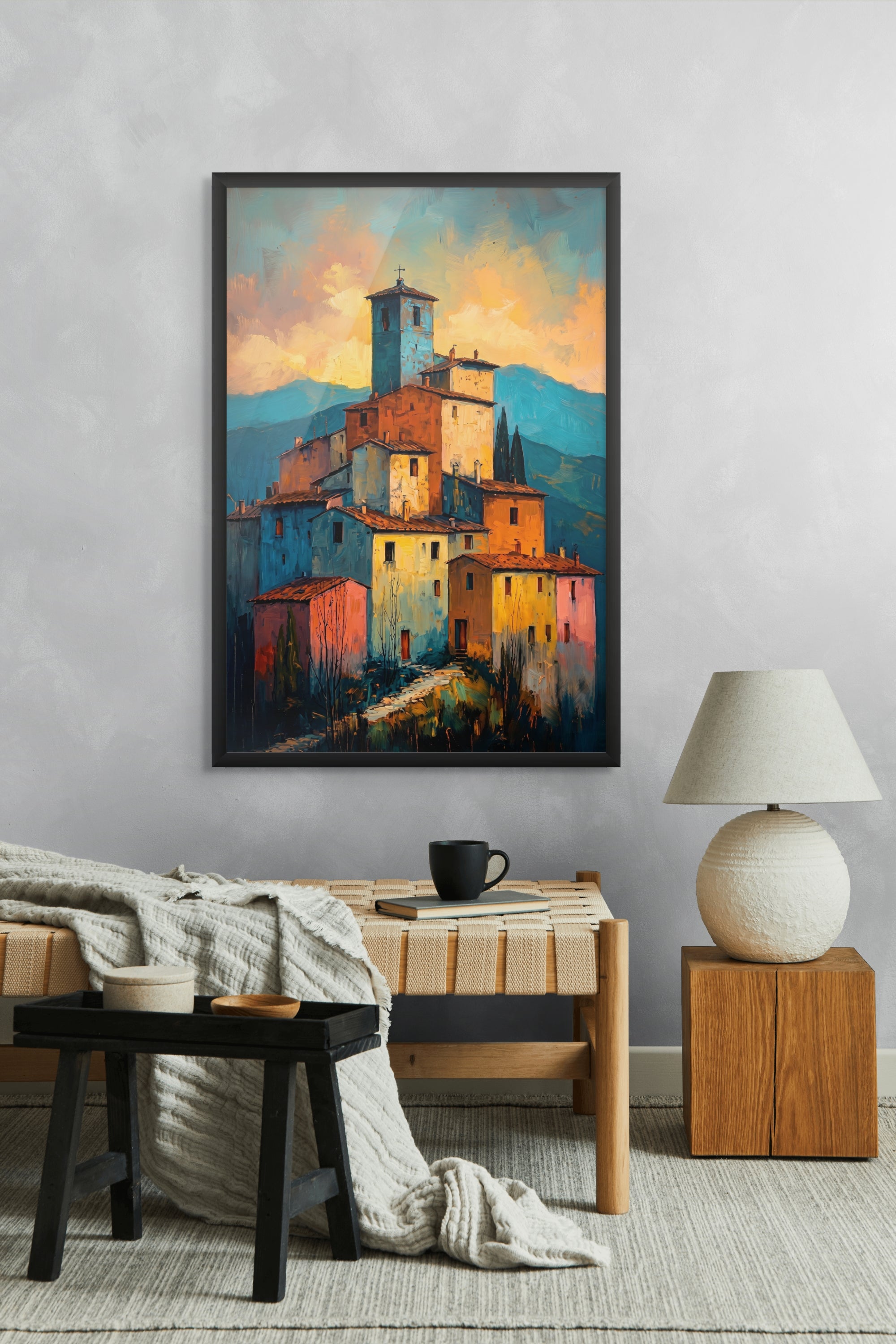 Zonsondergang boven Siena Straatjes Wanddecoratie – Italiaans Landschap Canvas Print