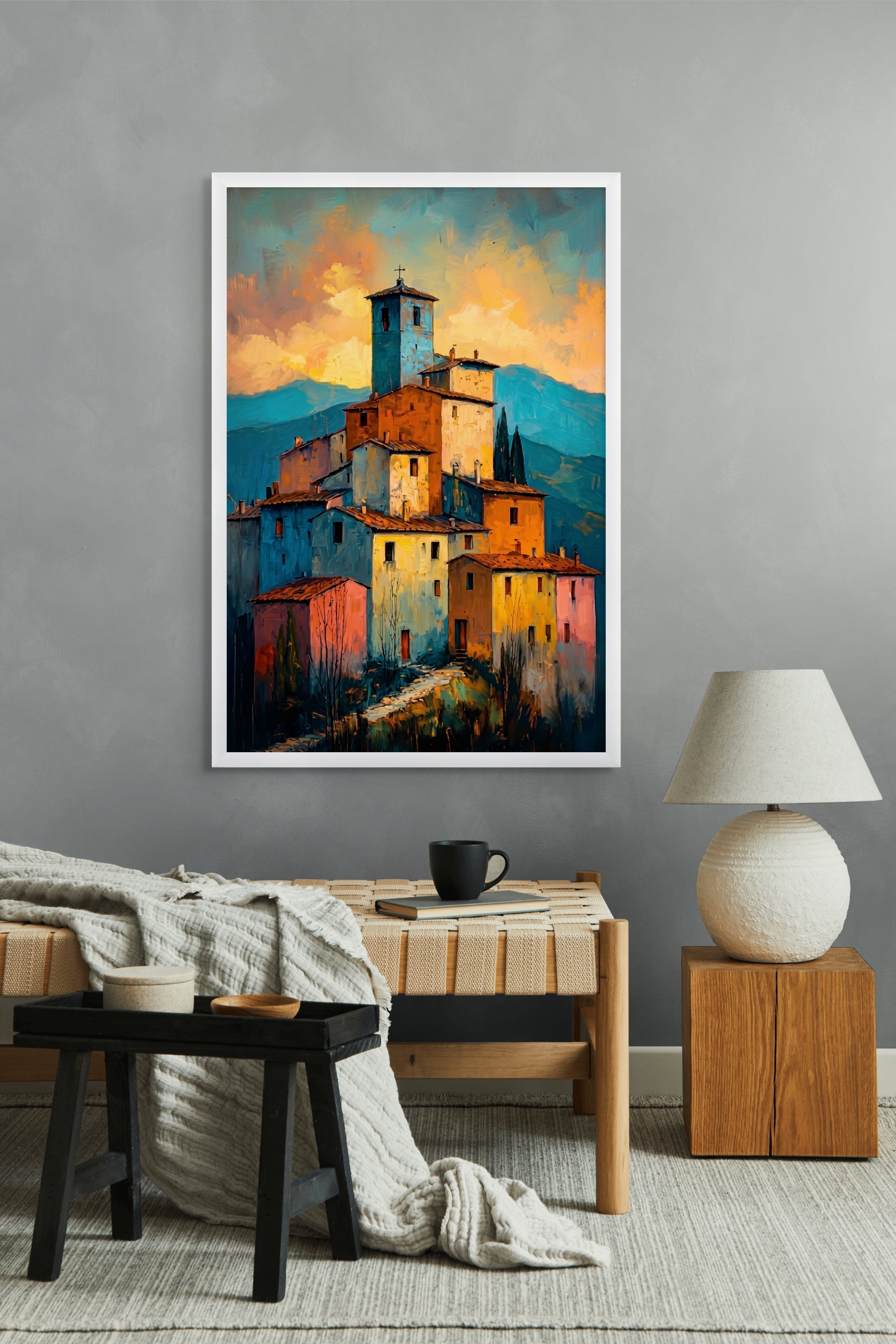 Zonsondergang boven Siena Straatjes Wanddecoratie – Italiaans Landschap Canvas Print