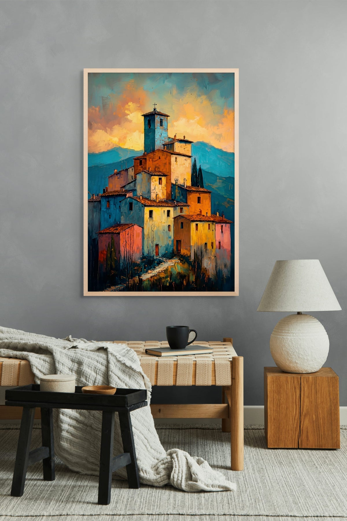 Zonsondergang boven Siena Straatjes Wanddecoratie | ArtifyCanvas