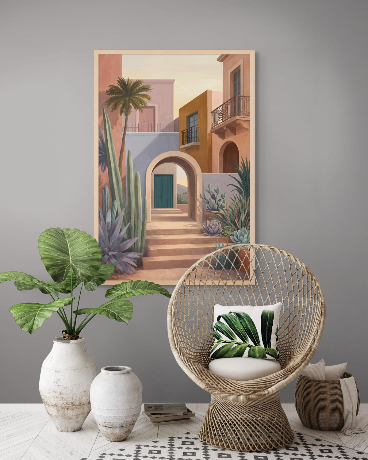Zon tussen Cactussen en Stilte Wanddecoratie | ArtifyCanvas
